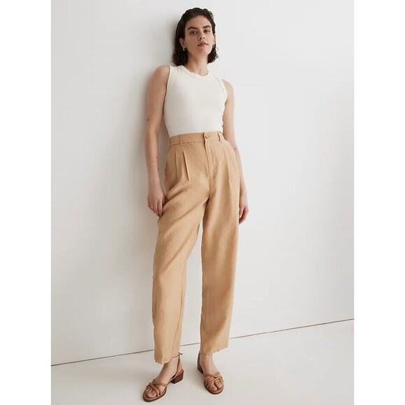 Madewell The Tailored Tapered Preppy Academia Pant in Softdrape Beige NWT 12 - Picture 1 of 7